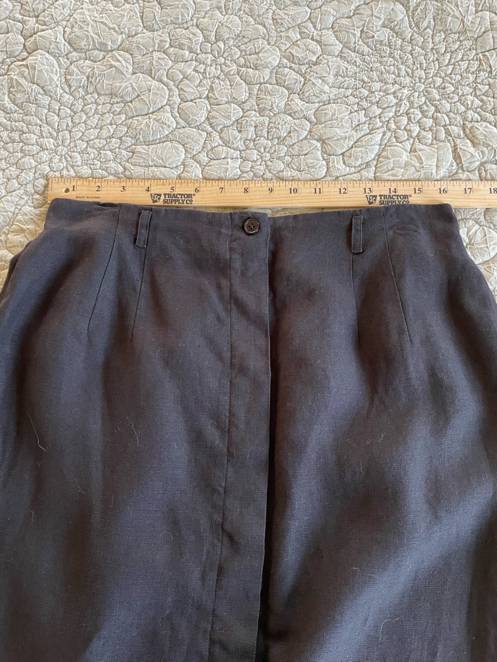 Talbots 100% Irish  Linen Skirt Black Midi Lined Size Petite 16 - Picture 7 of 7